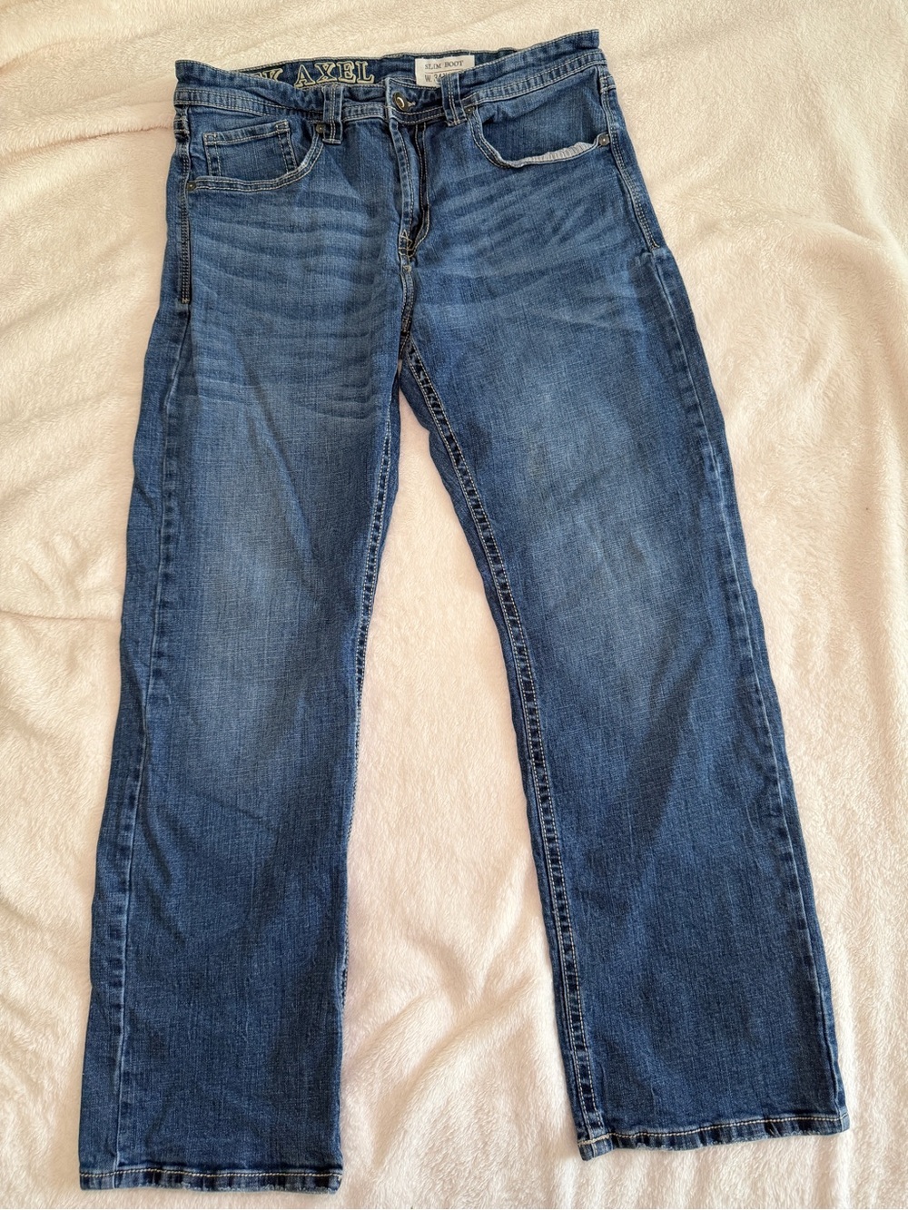 Y2K TK Axel Men’s Slim Bootcut Jeans Dark Wash Flap Pockets 34x32